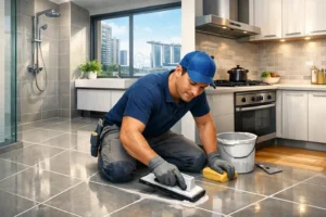 Contractor working on modern interiors in Singapore