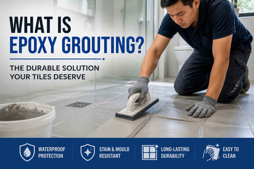 Professional epoxy grouting service for bathroom tiles in Singapore