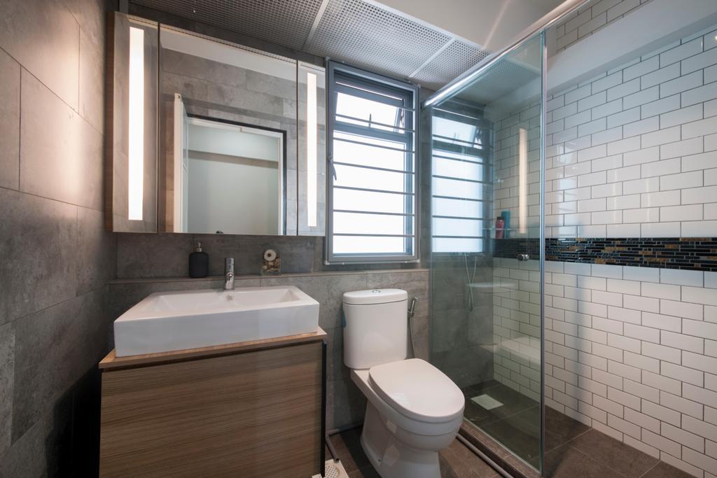 Luxury green tile bathroom with waterproof epoxy grout in Singapore