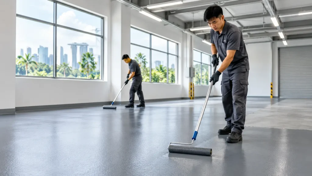 Industrial Floor Coating Team at Work